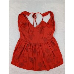 Daytrip‎ Buckle V-Neck Peplum Tank Top Women's Size XS Paprika Bohemian NWT